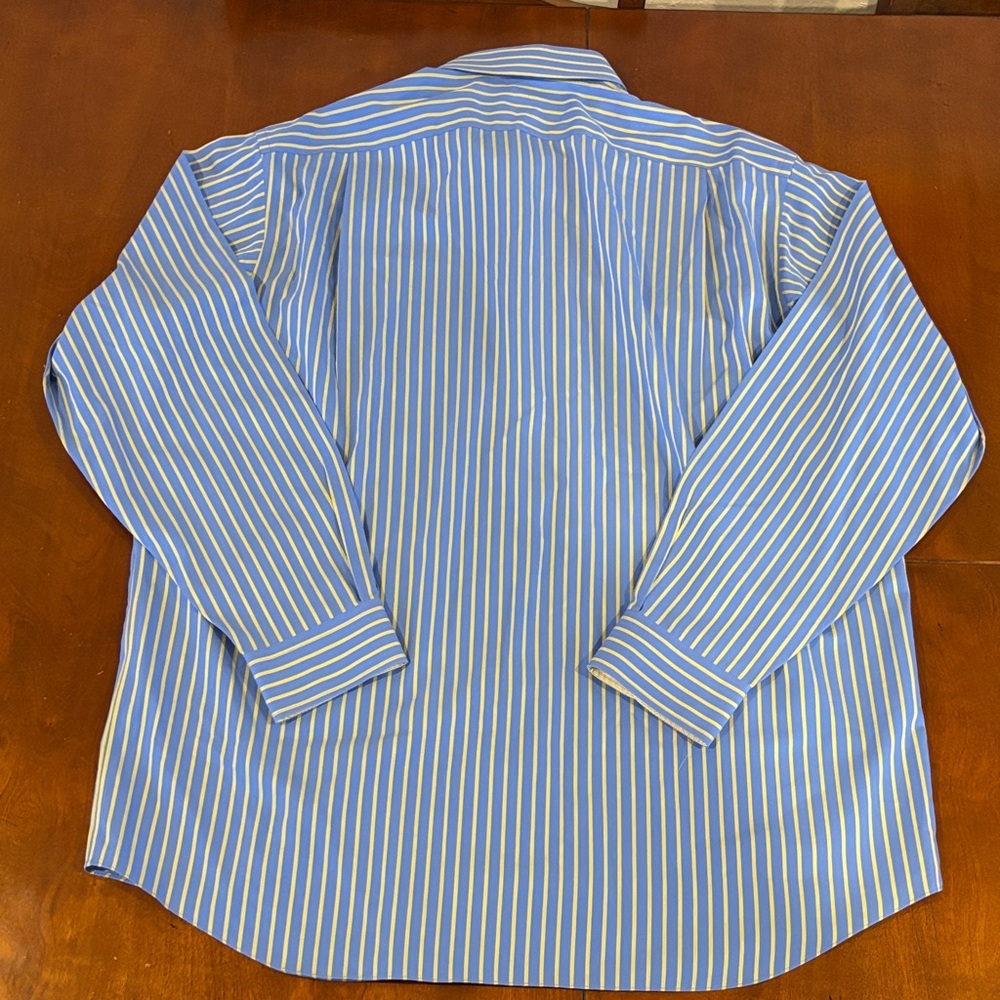 Paul Fredrick Blue and White Striped Dress Shirt - Picture 3 of 4